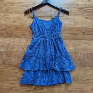 Blue Lace Sleeveless Mini Dress